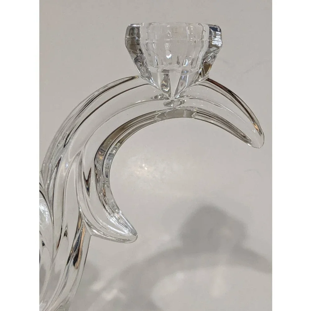 Vintage Crystal Double Candlestick Holder Sculptural Art‎ Deco Style Candelabra